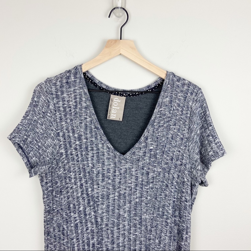 Anthropologie Heather Gray V-Neck Ribbed Mini Dress - Picture 5 of 9